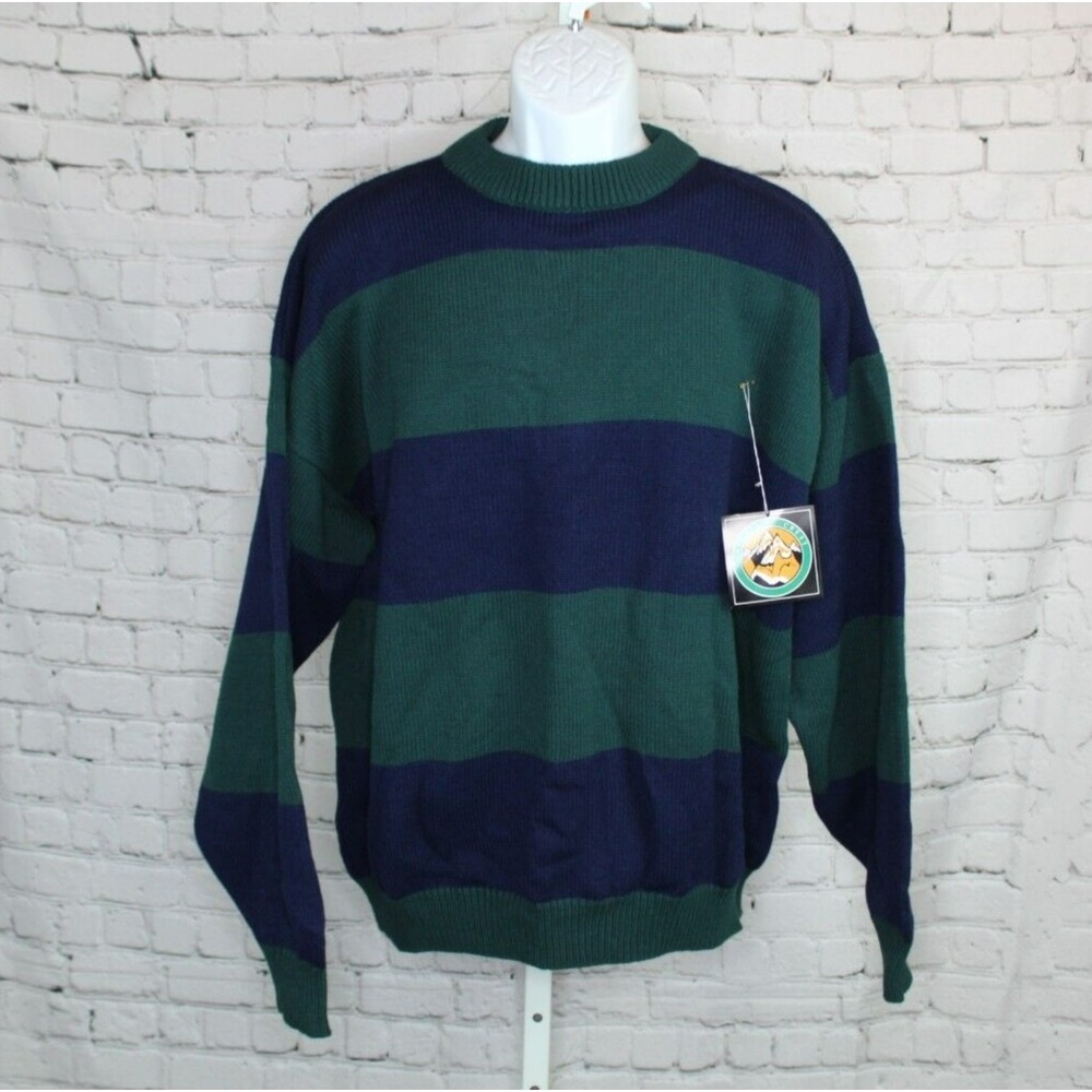 Vintage 90's Mountain Crest Bradlees Pull Over Knit Sweater Mens XL Green Blue